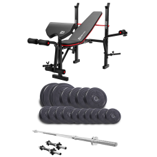 Набор Elitum Titan 68кг со скамьей HS-1055 Pro, штангой и гантелями