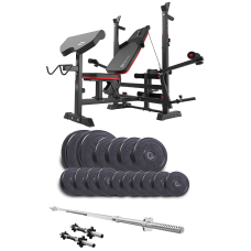 Набор Elitum Titan 68кг со скамьей HS-1075 Pro, штангой и гантелями