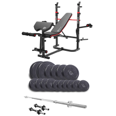 Набор Elitum Titan 68кг со скамьей HS-1065HB Pro, штангой и гантелями