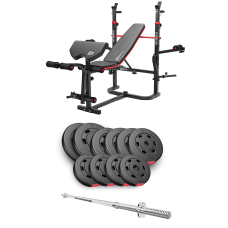 Набор Hop-Sport Premium 59кг со скамьей HS-1065HB Pro и штангой