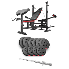 Набор Hop-Sport Premium 59кг со скамьей HS-1075 Pro и штангой