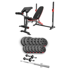 Набор Hop-Sport Premium 38кг со скамьей HS-1095, штангами и гантелями