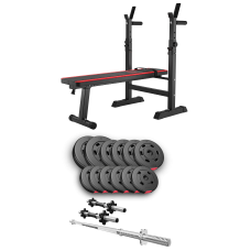 Набор Hop-Sport Premium 38кг со скамьей HS-1080, штангами и гантелями