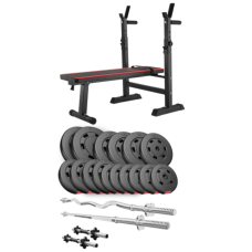 Набор Hop-Sport Premium 75кг со скамьей HS-1080, штангами и гантелями