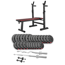 Набор Hop-Sport Premium 135кг со скамьей HS-1080, штангами и гантелями