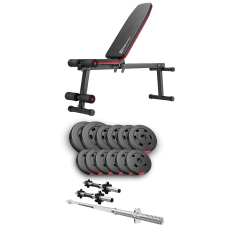 Набор Hop-Sport Premium 38кг со скамьей HS-1010 Pro, штангами и гантелями
