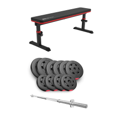 Набор Hop-Sport Premium 59кг со скамьей HS-1025 Pro и штангой
