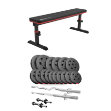 Набор Hop-Sport Premium 75кг со скамьей HS-1025 Pro, штангами и гантелями