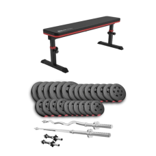 Набор Hop-Sport Premium 135кг со скамьей HS-1025 Pro, штангами и гантелями