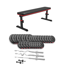 Набор Hop-Sport Premium 173кг со скамьей HS-1025 Pro, штангами и гантелями