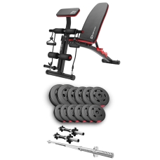 Набор Hop-Sport Premium 38кг со скамьей HS-1035, штангами и гантелями