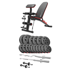Набор Hop-Sport Premium 75кг со скамьей HS-1035, штангами и гантелями
