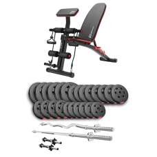 Набор Hop-Sport Premium 135кг со скамьей HS-1035, штангами и гантелями