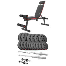 Набор Hop-Sport Premium 75кг со скамьей HS-2040 HB, штангами и гантелями