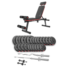 Набор Hop-Sport Premium 135кг со скамьей HS-2040 HB, штангами и гантелями