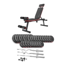 Набор Hop-Sport Premium 173кг со скамьей HS-2040 HB, штангами и гантелями