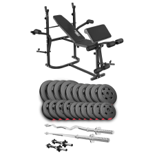 Набор Hop-Sport Premium 105кг со скамьей TX-020, штангами и гантелями