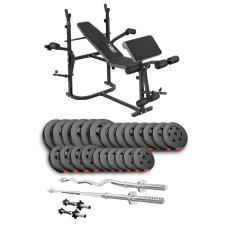 Набор Hop-Sport Premium 135кг со скамьей TX-020, штангами и гантелями