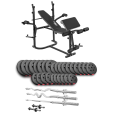 Набор Hop-Sport Premium 173кг со скамьей TX-020, штангами и гантелями