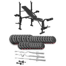 Набор Hop-Sport Premium 173кг со скамьей TX-055, штангами и гантелями
