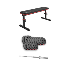 Набор Hop-Sport Premium 69кг со скамьей HS-1025 Pro и штангой