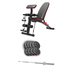 Набор Hop-Sport Premium 39кг со скамьей HS-1035 и штангой