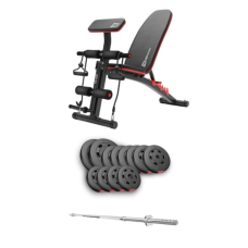 Набор Hop-Sport Premium 69кг со скамьей HS-1035 и штангой