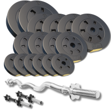 Набір зі штангою та гантелями Besport PowerPro 66 кг з w-подібним грифом 120 см