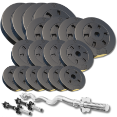 Набір зі штангою та гантелями Besport PowerPro 86 кг з w-подібним грифом 120 см