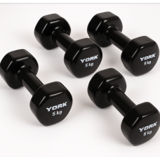 Гантелі для фітнесу вінілові круглі York Fitness 2х5кг чорний