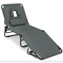 Шезлонг Costway Hanna розкладний з отвором для обличчя сірий