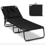 Шезлонг Costway Hanna розкладний з отвором для обличчя чорний