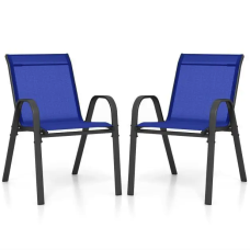 Комплект садових стільців Costway Patio з підлокітниками синій