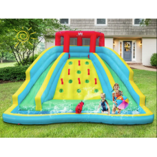 Надувна водна гірка Costway Summer зі стійкою для скелелазіння двостороння