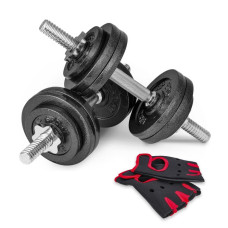 Гантели металлические Hop-Sport New 2 х 15кг с перчатками