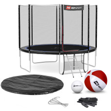 Батут Hop-Sport 10ft (305см) черно-синий с внешней сеткой (4 ноги)