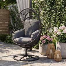Крісло-кокон садове обертове Di Volio Vico анатомічна подушка, чорний