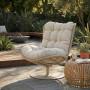 Крісло-кокон садове обертове Di Volio Salo екстра-м'яка подушка 20см, бежевий