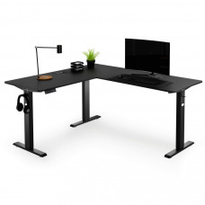 Комп'ютерний кутовий стіл Di Volio Montaro з регульованою висотою лівий, чорний