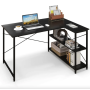 Комп'ютерний стіл Costway Adler L-подібний з полицями в стилі Loft чорний