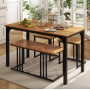 Комплект Costway Decima обідній стіл зі стільцями в стилі Loft натуральний