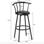 Барний стілець Costway Pareo з спинкою 2 штуки