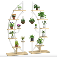 Стелаж для квітів Costway Ruta комплект 2 штуки у формі півмісяця білий