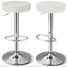 Барний стілець Costway Loreto з м'яким круглим сидінням білий