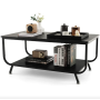 Журнальний стіл Costway Marble двоярусний чорний