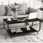 Журнальний стіл Costway Marble двоярусний чорний