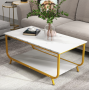 Журнальний стіл Costway Marble двоярусний білий
