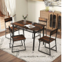 Комплект меблів Costway Merax обідній стіл з стільцями в стилі Loft коричневий