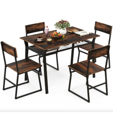 Комплект меблів Costway Merax обідній стіл з стільцями в стилі Loft коричневий
