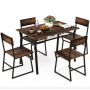 Комплект меблів Costway Merax обідній стіл з стільцями в стилі Loft коричневий